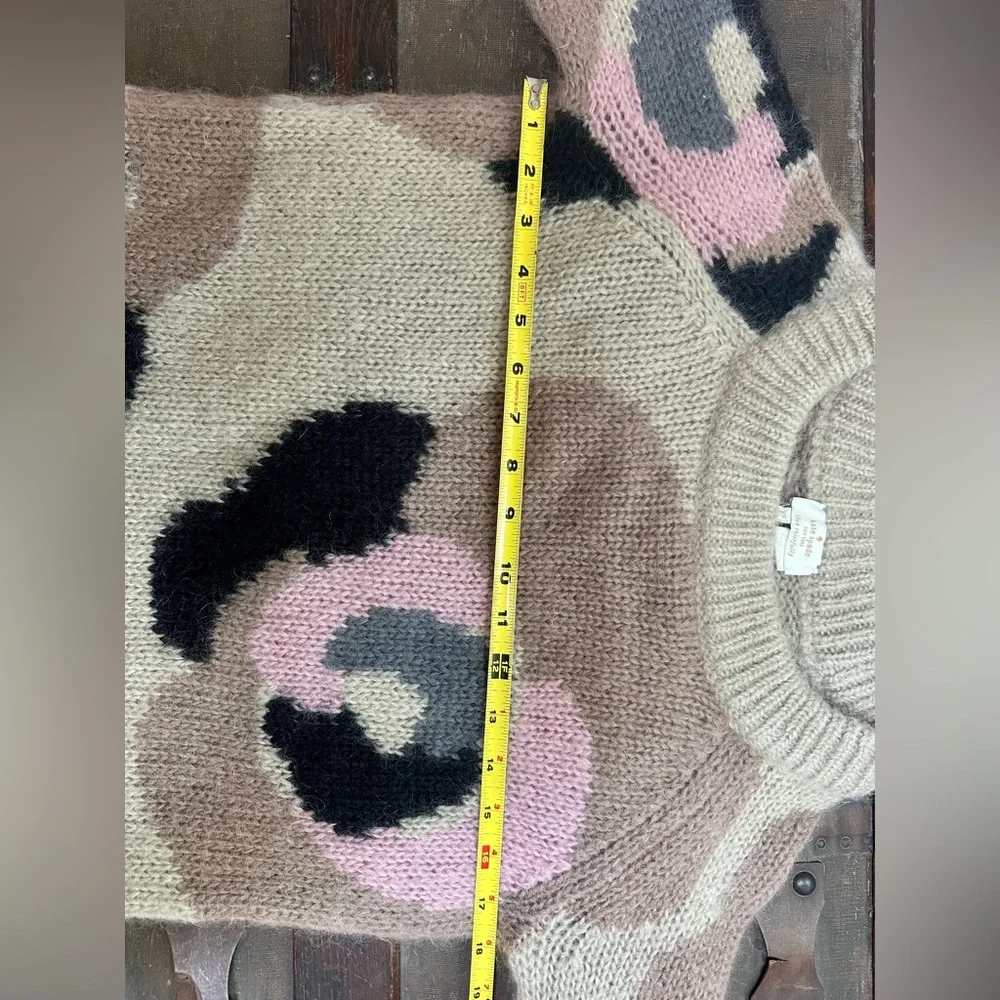 EUC Kate Spade Mohair blend Deco Rose Long Sweater, XS